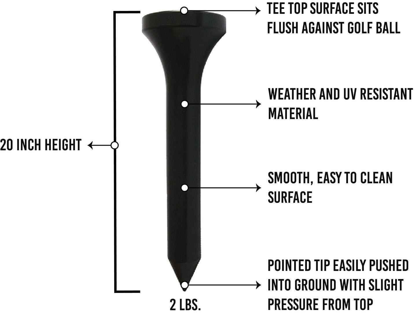 Golf Decor Giant Black Golf Tee Features