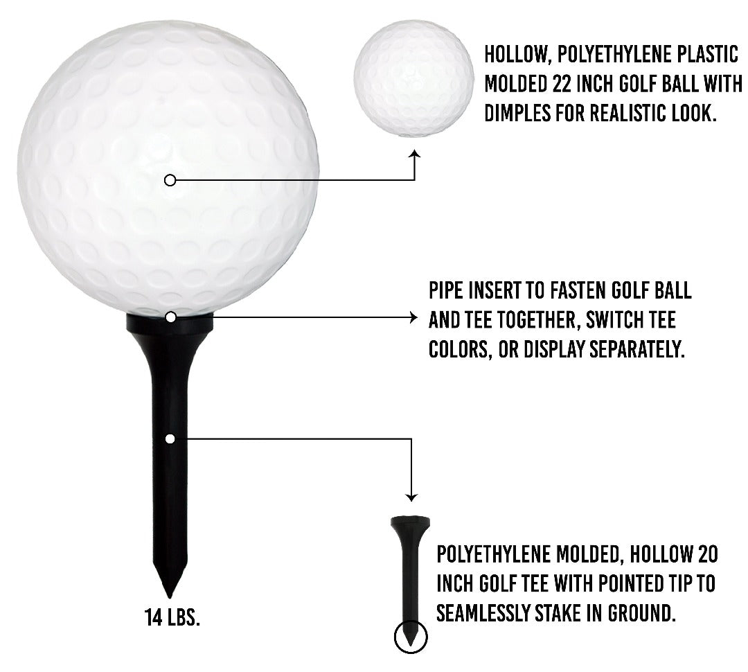 Giant Golf Ball and Black Tee Product Features