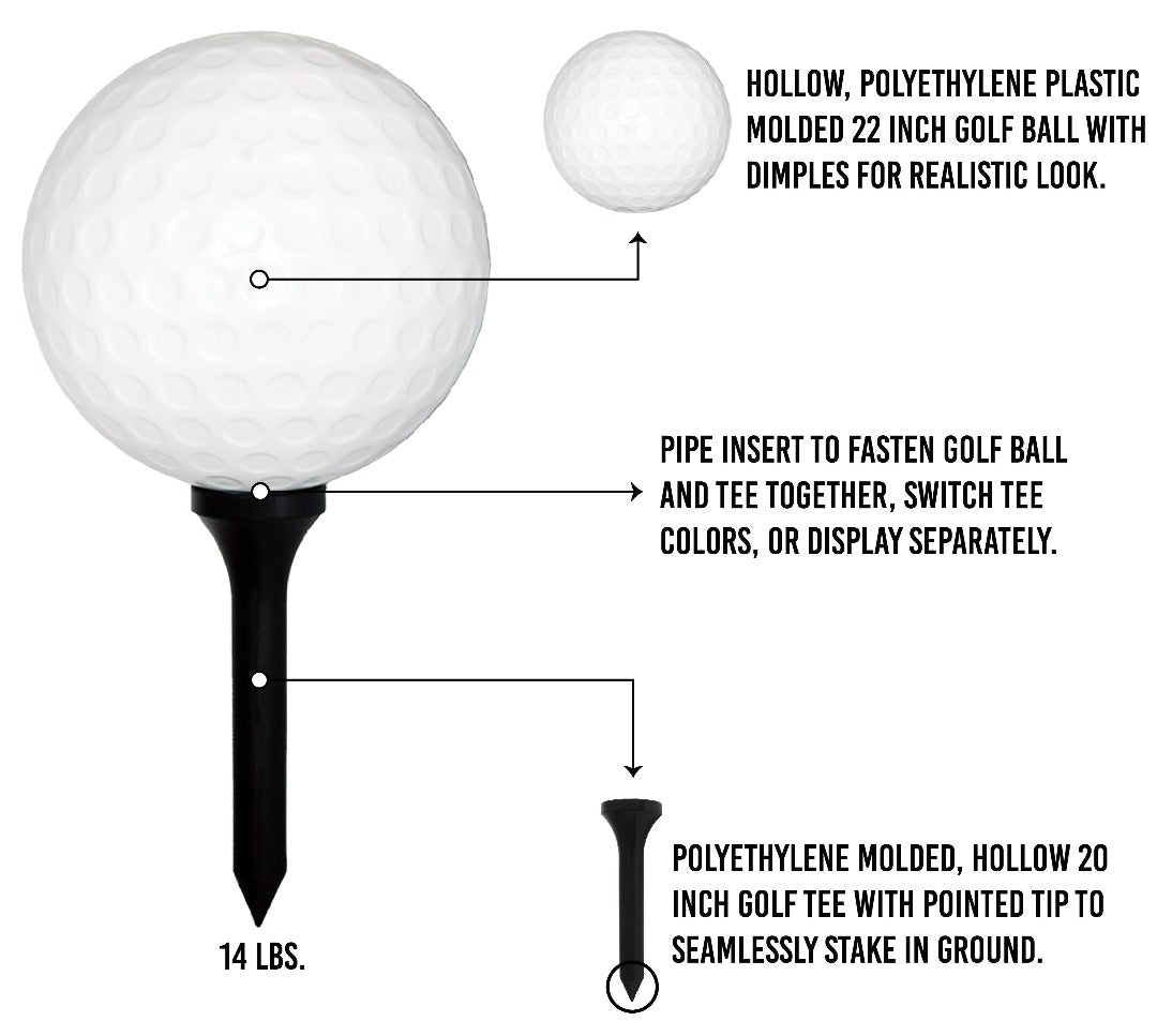 Giant Golf Ball and Brown Tee Product Features