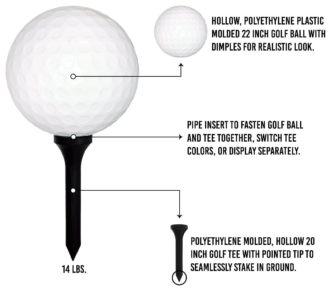 Giant Golf Ball and Navy Tee Product Features