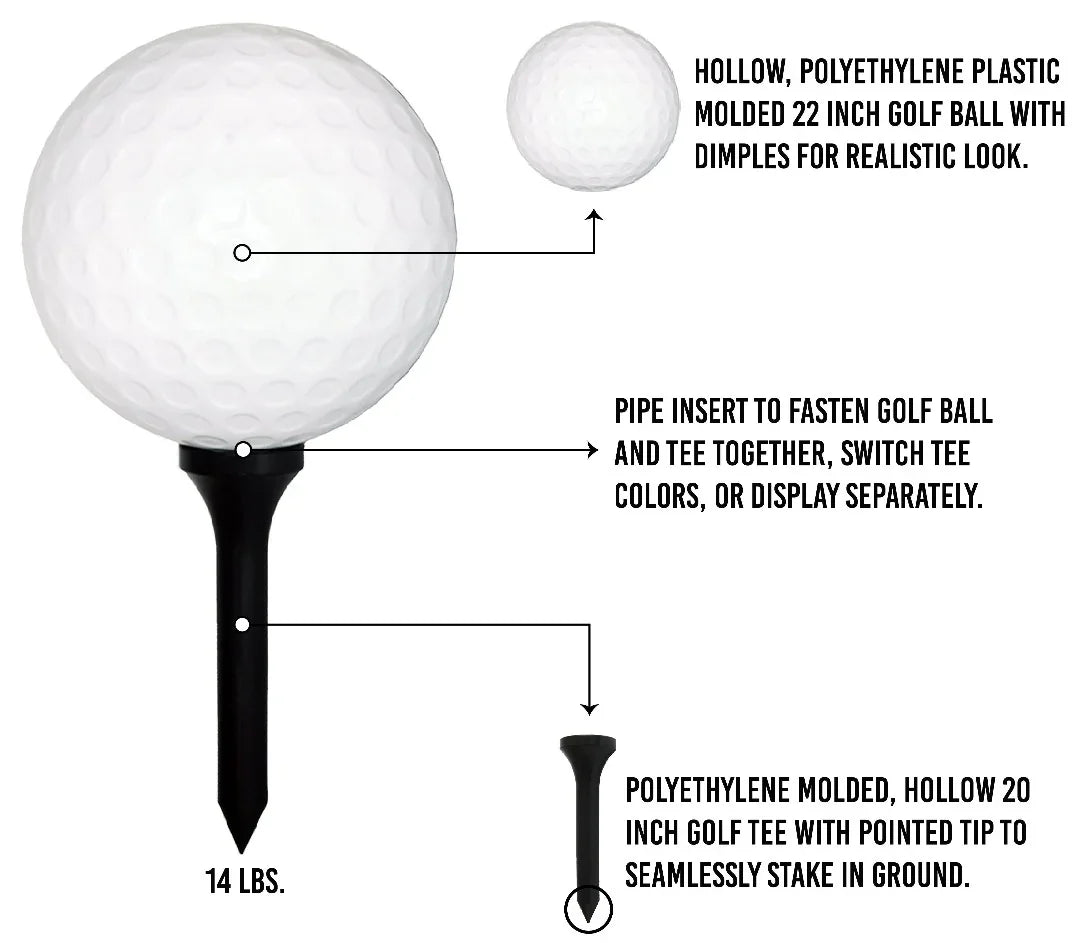 Giant Golf Ball and Orange Tee Product Features