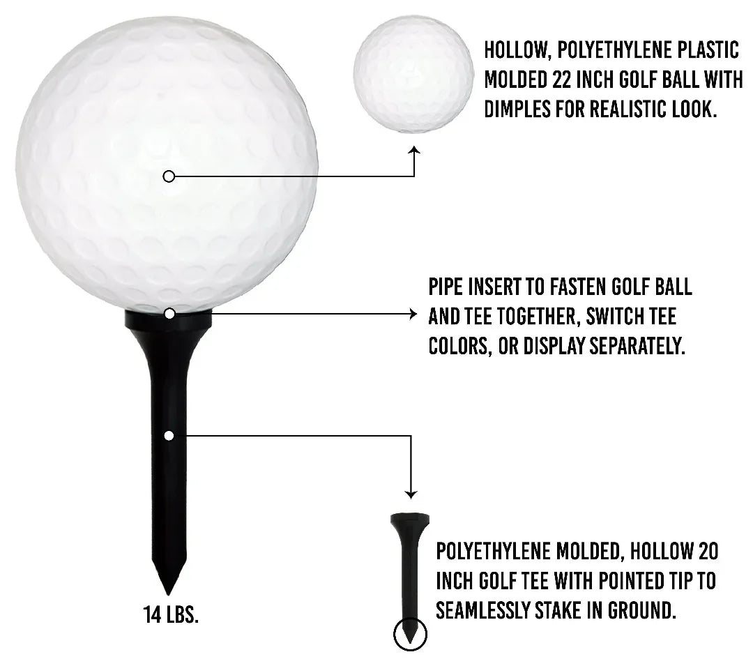 Giant Golf Ball and Purple Tee Product Features