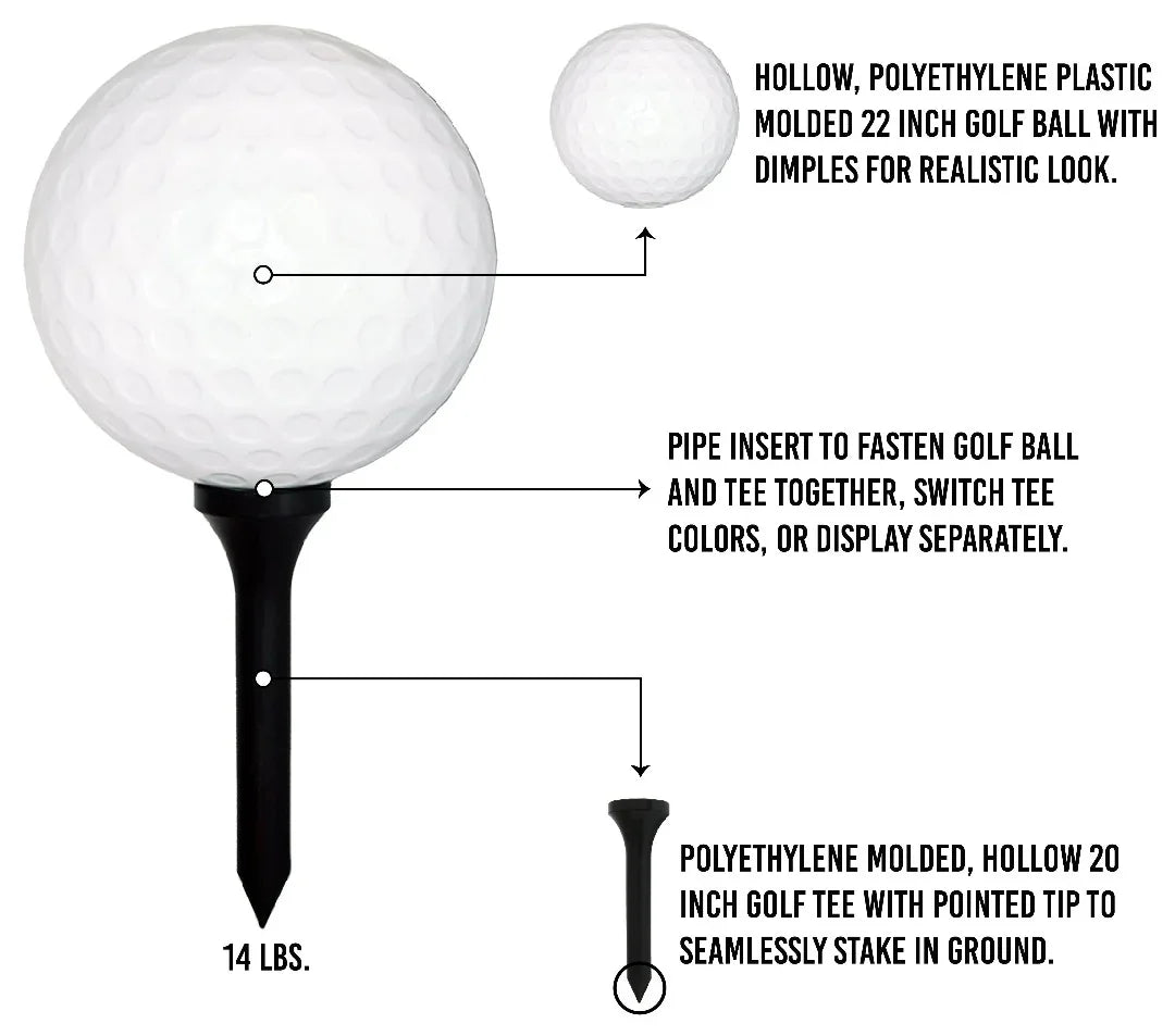 Giant Golf Ball and Red Tee Product Features