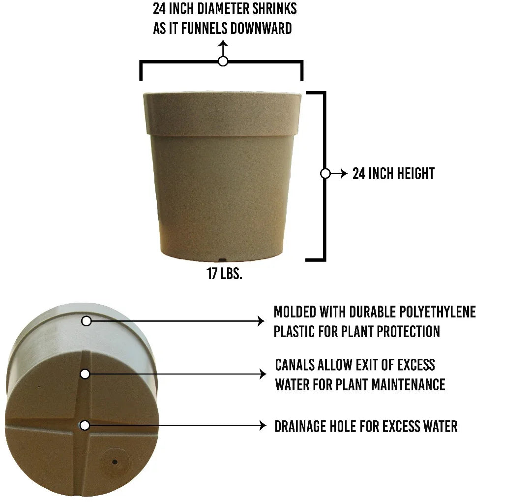 24 inch plastic planter Large Plastic Planter - Sandstone