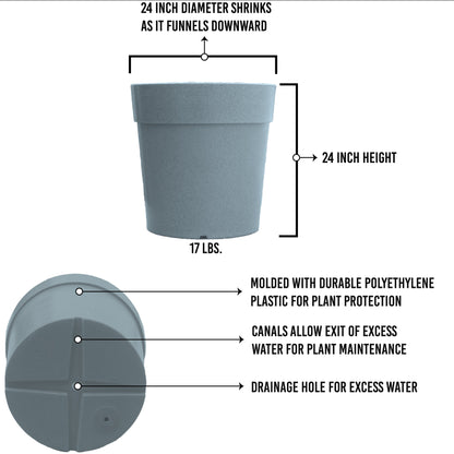 Infographic - large gray granite flower planter