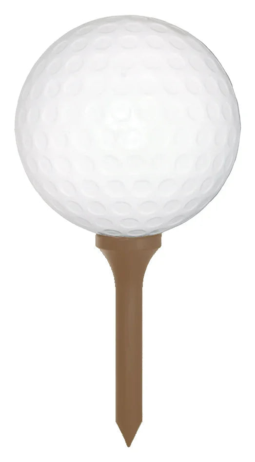 Brown Giant Golf Ball and Tee Set for Sports Decorations Against a White Background 