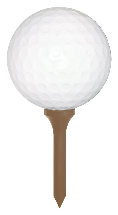 Brown Giant Golf Ball and Tee Set for Sports Decorations Against a White Background 