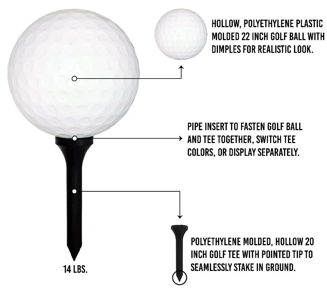 Snitty Stuff Giant Golf Ball & Giant Black Golf Tee Set | Sports Decor – Snitty Stuff