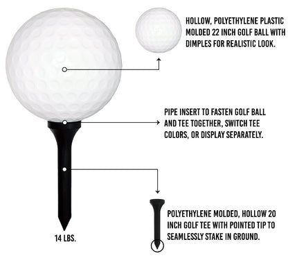 Giant Golf Ball and Brown Tee Product Features 