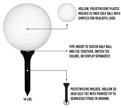 Infographic - giant golf ball and tee