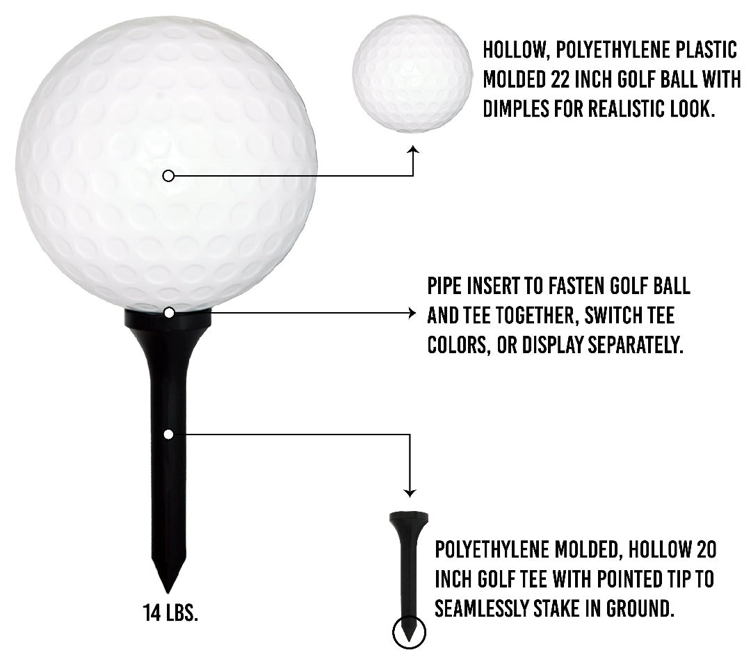 Infographic - giant golf ball and tee 