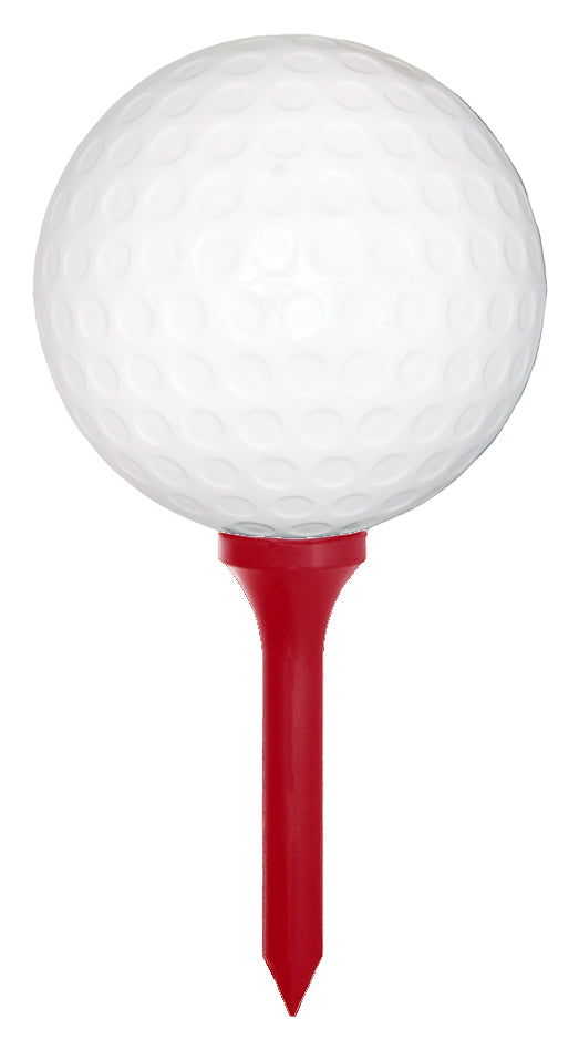 Red Giant Golf Ball and Tee Set for Sports Decorations Against a White Background 